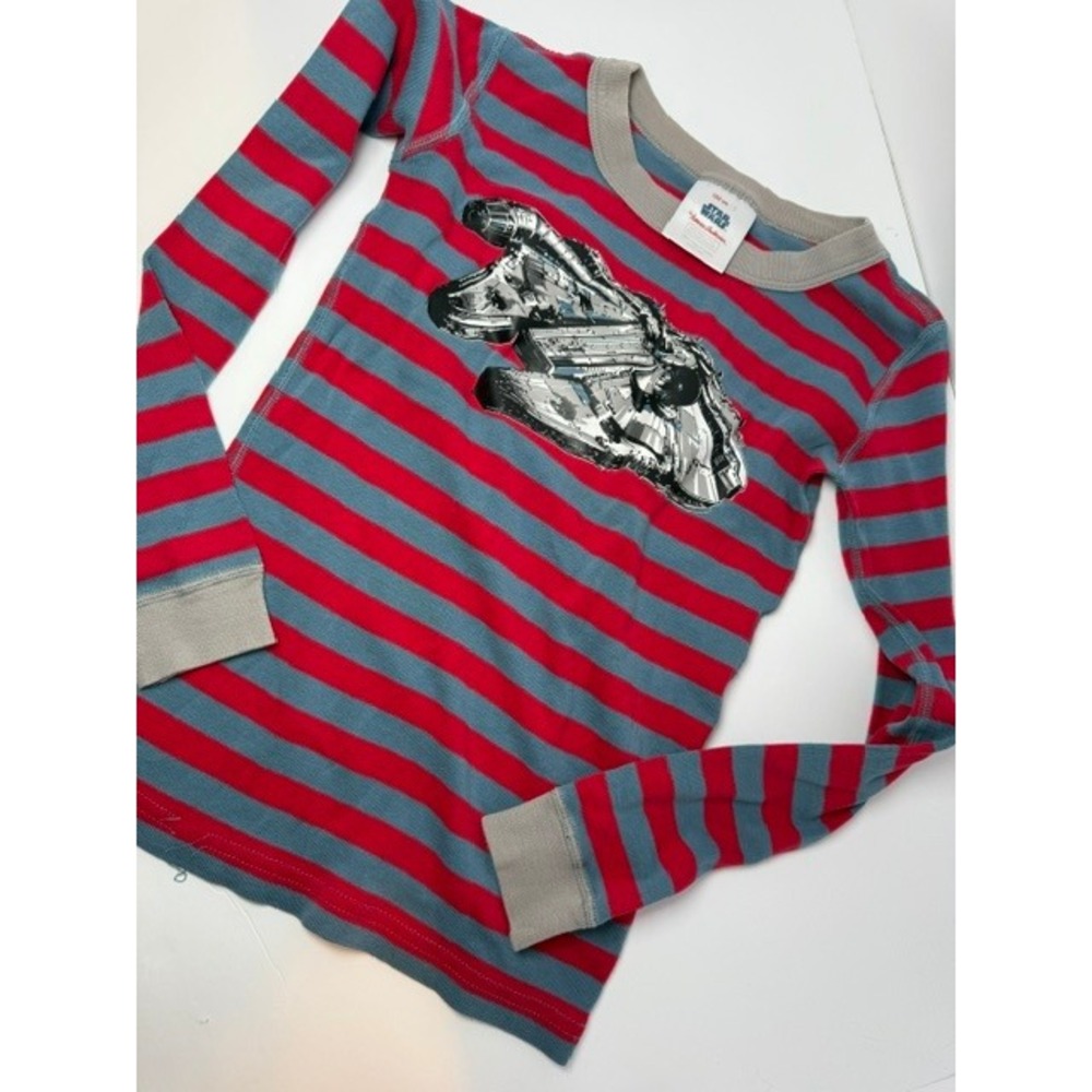 Hanna Andersson Star Wars Millennium Falcon Striped Pajama Top Red Blue Kids 8